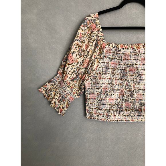 Talisman Women's Small Square Neck Firelight Cropped Smocked Top NEW - Picture 3 of 10